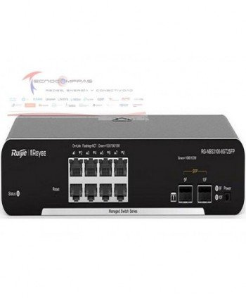 Switch RUIJIE RG-NBS3100-8GT2SFP 8 Port gigabit l2 managed switch 8 gigabit rj45 ports 2 sfp slots desktop steel case - 1